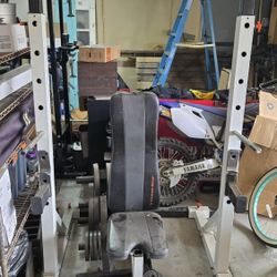 Squat rack pull up bar weights bench