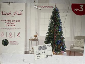 The "Tuscan Fir" artificial tree stands 7.5 feet