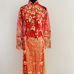 Red Wedding Ao Dai / Red Wedding Vietnamese dress 