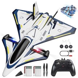 DEERC 4CH Brushless RC Plane,Sci-Fi Remote Control Jet Hobby Airplane with LED Lights RTF Aerobatic Aircraft