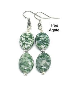 Tree Agate Genuine Stone Handmade Earrings