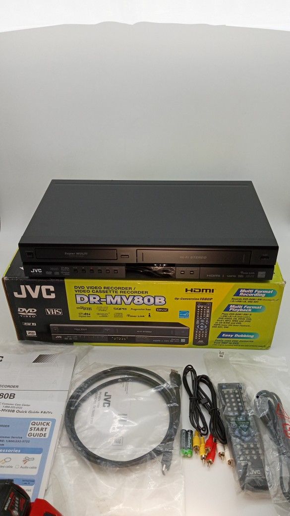 JVC, DVD Recorder/VCR in The Box. It Comes With All The Original Stuff. Like New Condition! HDMI Output.
