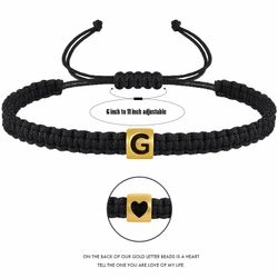 Initial Bracelets for Women/Men Teen Boys/Girls Woven Rope Braided Letter Bracelet Gold