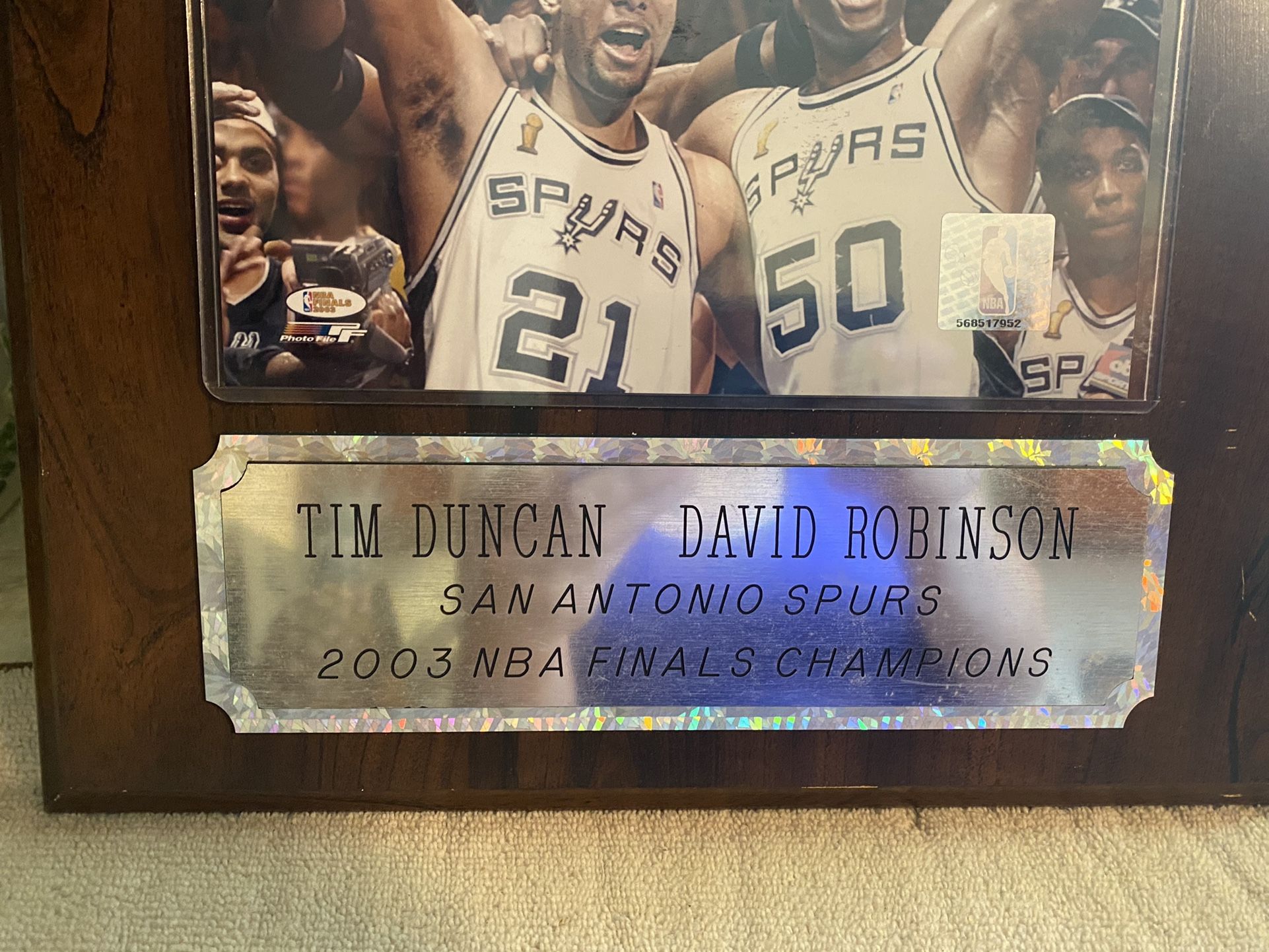SAN ANTONIO SPURS 2003 NBA FINALS CHAMPIONS (TIM DUNCAN DAVID