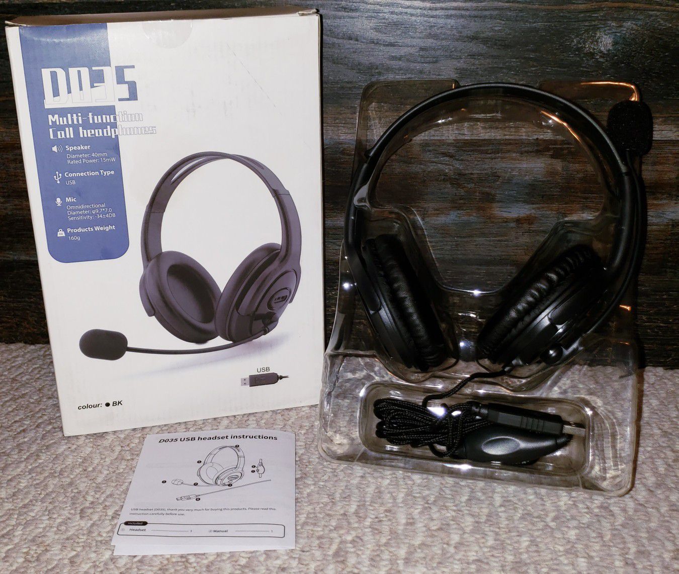 USB Wired Computer Headset with Microphone Noise Cancelling, Lightweight
