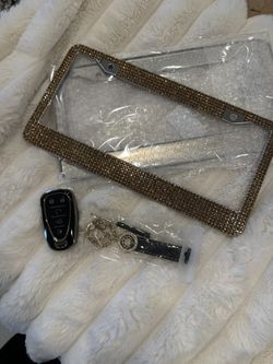 Bling Out Light Brown License Plate Frame