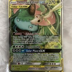 Venusaur & Snivy GX Tag Team Pokemon Cosmic Eclipse Holo