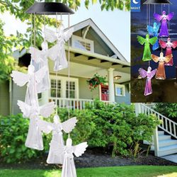 ☀️ Solar Wind Chimes Lights LED Angel Color Changing Hanging Lamp Garden Home Decor
