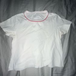 John Galt Brandy Melville White T-Shirt Top Tee Shirt Red Women Juniors XS A029