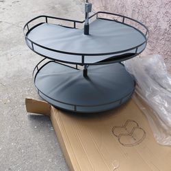 Inside of corner cabinet storage merry go around