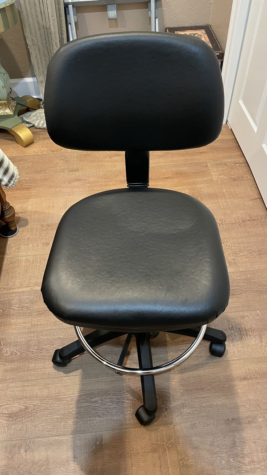 Black Drafting Chair/Stand Up Desk Chair with Footring