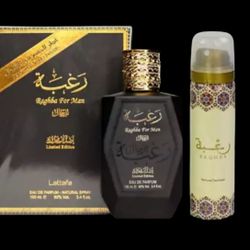 Raghba for Man by Lattafa 3.4 oz EDP With Perfumed Spray Cologne 