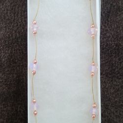 Pink irridesent necklace