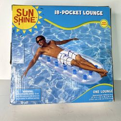 Sun Shine 18 Pocket Adult Size Inflatable Pool Lounge 67x26x10 Vintage