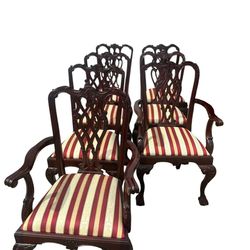 1800s Hand Carved Chippendale Chairs (7)