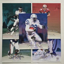 1997 Leaf 8x10 Autographs Lot of 5 Marshall Faulk and more Signed Auto Football Cards