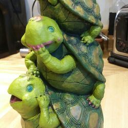 Handcrafted, Hand Painted, Real Concrete Turtle Statue