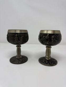 Vintage Metal Wine Goblets Set (2 pcs) – European Style
