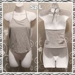 WOMENS GRAY HALTER TOP SIZE L
