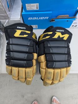 CCM Knights Hockey Gloves Black Gold