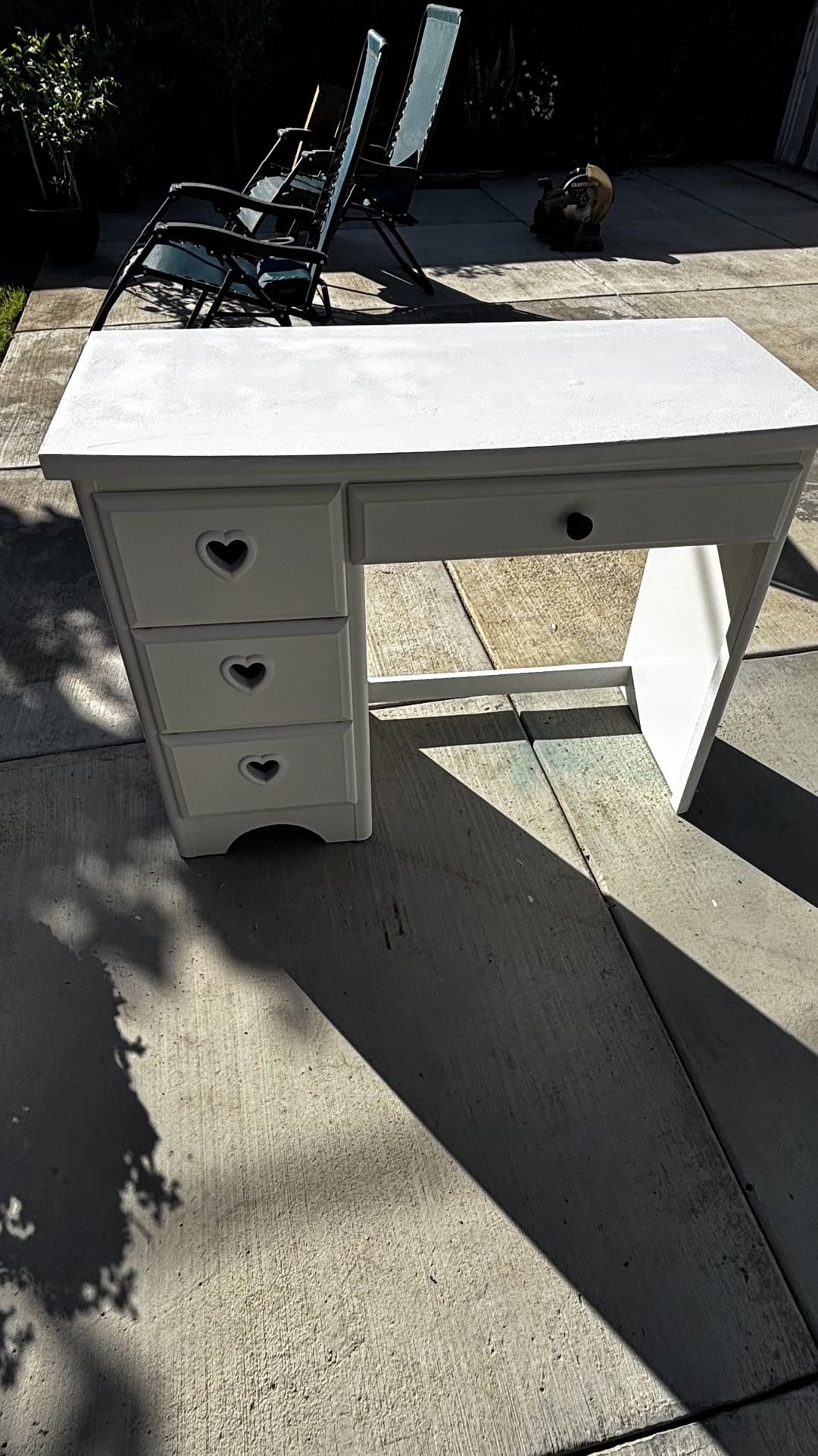 White Vanity/Desk With Mirror