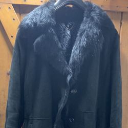 Women’s PAUL & SHARK Genuine Leather TOSCANA FUR Suede Coat Size Small made in Italy black