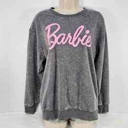 Barbie Logo Washed Gray Crewneck Sweatshirt, Size M, 2023 Mattel