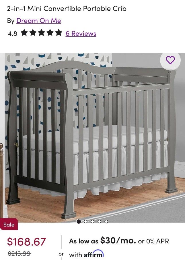 Mini Crib & Newton Breathable Mattress $150