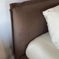 Modern Luxe Velvet Bed Frame — Sculpted Rounded Headboard