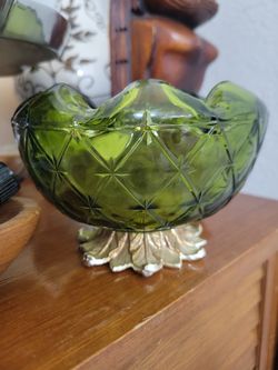 Indiana Glass Gold Footed Bowl, Dish