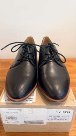 New Madewell black leather the Frances Oxford shoes size 7.5