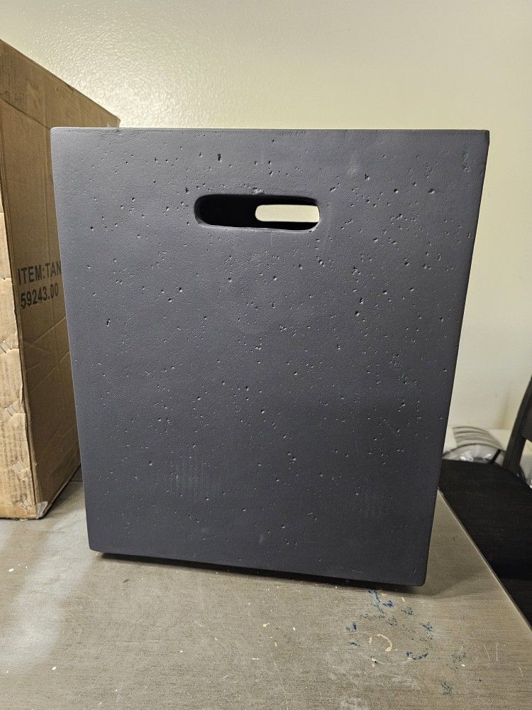 Outdoor Lightweight Concrete Tank Holder Side Table Dark Gray for Patios Backyards Porches Gardens