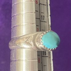 Sterling Silver Ring Size 7 1/2 Turquoise 