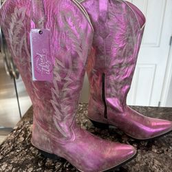 Metallic pink Cowboy Boots-Size 12