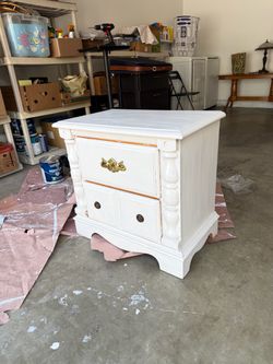 NEWLY PAINTED Vintage Solid Wood 2-Drawer Nightstand