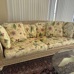 Floral Wicker Loveseat And Sofa 