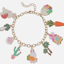 Easter Jewelry- Charm Bracelet And Bunny Earrings 