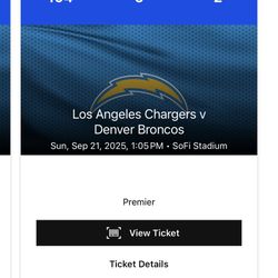 Chargers Broncos Tickets 100 Level!!!