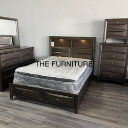 WOOD BEDROOM SET WITH LED HEADBOARD 🛏️ 