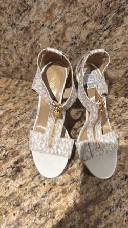 Michael Kors MK Logo Sandals with Gold Zipper