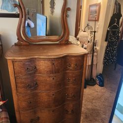 Antique High Chest With Mirror