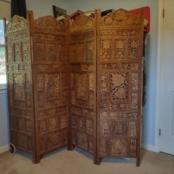 Oriental Carved Wooden Divider