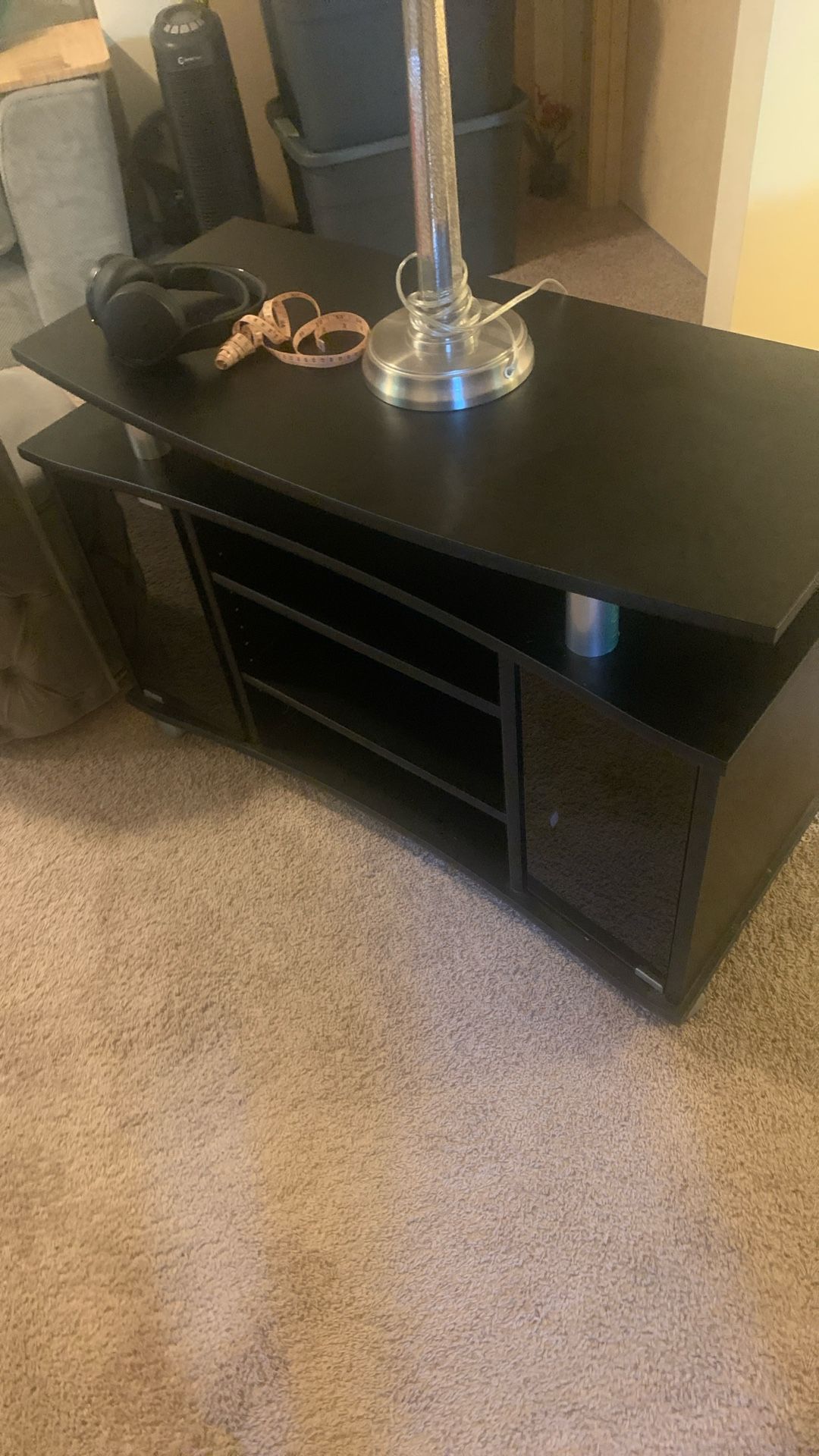 Tv Stand Smoked Glasses 3 Shelves $ 30.Obo Basically All You Need Is Frame And Tv 👍😎