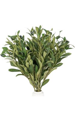 Olive Stems 6 Pcs 18 inch Artificial Olives Green Leaves Picks, Spring Branches Decor for Vase, Greenery Vase Filler Home Decoration Indoor