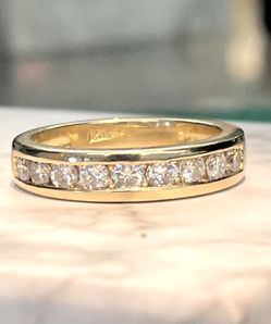 1 TCW 14k Yellow Gold Men’s Natural Round Diamonds Channel Setting Heavy Chunky Band