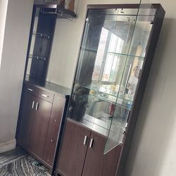 Modern Bar stationer with glass door cabinet (2 piece)