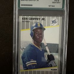 1989 Fleer Ken Griffey Jr Graded 10 Rookie Card