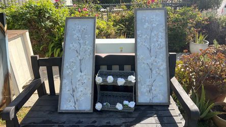 Framed Floral Wall Art Panels Set of 2