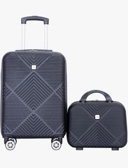 2 Piece Carry on Luggage Set, Airline Approved 20 Inch Luggage with Cosmetic Case HardShell Suitcase with Spinner Wheels, Lightweight Durable Hardside