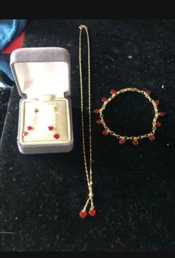 10k gold heart jewelry set